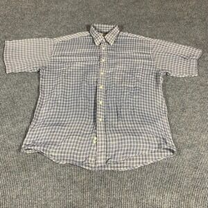 VTG Natural‎ Issue Shirt Mens Extra Large Button Up Blue Plaid Thin Short Sleeve